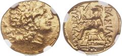 Ancients PONTIC KINGDOM. Time of Mithradates VI (120-63 BC). AV stater (19mm, 8.32 gm, 1h). NGC AU 4/5 - 5/5. Tomis, in name and types of Lysimachus of Thrace, 88-86 BC. Diademed head of the deified A