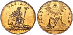 Switzerland Basel. City gold Medallic 3 Ducat MDCCLXIX (1769) MS62 NGC, KM-Unl., Fr-87c, HMZ-Unl. 27.5mm/10g. By Johann Jakob Handmann. An exceptionally produced medallic multiple ducat, immensely col