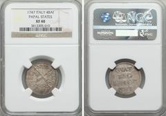 Italy Papal States. Benedict XIV 4 Baiocchi 1747 XF40 NGC, Rome mint, KM1161. A well preserved example of this billon coin with all legends clearly defined.