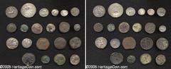 Lot of twenty miscellaneous Greek AR and AE. Includes (AE unless otherwise noted): Hispania Citerior, Osca. Drachm // Bruttium, Lokroi Epiziphyrioi // Bruttium, Rhegion // Sicily, Syracuse. Hieron II 