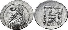 Ancients PARTHIAN KINGDOM. Mithradates II (121-91 BC). AR tetradrachm (34mm, 16.39 gm, 1h). Seleucia on Tigris, ca. 120-109 BC. Diademed, draped bust of Mithradates left / ΒΑΣΙΛΕΩΣ ΜEΓΑΛΟΥ ΑΡΣ-ΑΚΟΥ, a