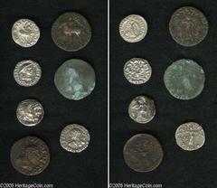 Lot of seven eastern AR drachms and AE tetradrachms. Includes: Macedonian Kingdom. Alexander III. Drachm // Baktrian Kingdom. Antimachos. Drachm // Menander I. Drachm // Antialkidas. Drachm // India. 