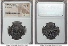 Ancients Byzantine BYZANTINE EMPIRE - ARTUQIDS. Lot of ten (10) AE coins. Includes: Justinian I (AD 527-565), AE 20 nummi or half follis, Year 13, NGC Choice Fine Justinian I (AD 527-565), AE 20 nummi