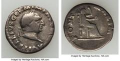 Ancients Roman Imperial Vitellius (July-Dec. AD 69). AR denarius (18mm, 2.84 gm). Fine, scuff. Rome. A VITELLIVS GERM IMP AVG TR P, laureate head of Vitellius right / PONT-MAXIM, Vesta seated right, p