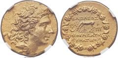 Ancients PONTIC KINGDOM. Mithradates VI the Great (120-63 BC). AV stater (19mm, 8.45 gm, 12h). NGC MS 5/5 - 3/5. Pergamum, dated Pergamene Era Year 2 (88/7 BC). Diademed head of Mithradates right, wit