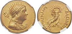 Ancients PTOLEMAIC EGYPT. Ptolemy III Euergetes (246-222 BC). AV mnaieion (26mm, 27.84 gm, 12h). NGC Choice AU 5/5 - 4/5, Fine Style. Alexandria, posthumous issue struck under Ptolemy IV, ca. 221-205 