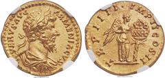 Ancients Lucius Verus (AD 161-169). AV aureus (19mm, 7.27 gm, 6h). NGC Gem MS 5/5 - 5/5. Rome, December AD 163 - early 164. L VERVS AVG ARMENIACVS, laureate, draped and cuirassed bust of Verus right /
