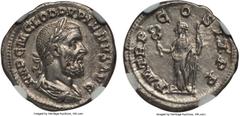 Ancients Pupienus (AD 238). AR denarius (3.22 gm). NGC AU 5/5 - 4/5. Rome, April-June AD 238. Laureate, draped, and cuirassed bust of Pupienus right / Felicitas standing to left, holding caduceus and 