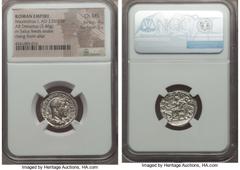 Ancients Roman Imperial Maximinus I Thrax (AD 235-238). AR denarius (3.46 gm). NGC Choice MS 4/5 - 5/5. Rome, 1st group, March AD 235-January AD 236. IMP MAXIMINVS PIVS AVG, laureate, draped and cuira