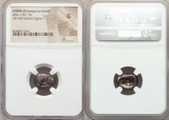 Ancients Greek LYDIA. Age of Croesus (ca. 555-541 BC). AR half stater or siglos. NGC Good. Confronted foreparts of lion and bull / Two incuse punches of unequal size. SNG Kayhan 1025. SNG von Aulock 2