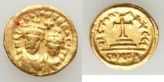 Ancients Byzantine Heraclius (AD 610-641) & Heraclius Constantine (AD 613-641). AV solidus (4.47 gm). VF. Carthage, dated Indictional Year 5, 1st cycle (AD 616/17). D N ЄRACLIO ЄT ЄRA CO P P Є, facing