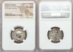 Ancients Roman Imperial Gordian III (AD 238-244). AR antoninianus. NGC Choice AU. Rome, AD 240. IMP CAES M ANT GORDIANVS AVG, radiate, draped and cuirassed bust of Gordian right, seen from behind / P 