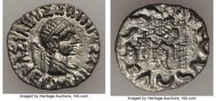 Ancients Oriental INDO-GREEK KINGDOM. Bactria. Hermaeus Soter (ca. 105-90 BC). AR drachm (1.85 gm). XF. Posthumous issue struck by Indo-Scythians at uncertain mint in eastern Gandhara, ca. 55-50 BC. Β