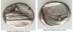 Ancients Greek LYCIA. Phaselis. Ca. 500-440 BC. AR tetrobol (3.46 gm). VF.  Prow of galley right, decorated with eye / ΦAΣ, stern of galley right in deep quadrangular incuse. Heipp-Tamer 72.HID0540124