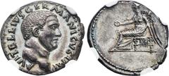 Ancients Vitellius (AD 69). AR denarius (19mm, 3.23 gm, 7h). NGC Choice AU 5/5 - 4/5. Rome, April-December AD 69. A VITELLIVS GERMANICVS IMP, bare head of Vitellius right / No legend, Victory seated l