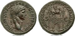 Ancients Claudius I (AD 41-54). Orichalcum sestertius (32mm, 30.57 gm, 6h). NGC Choice AU 5/5 - 3/5, smoothing. Rome, AD 41-42.  TI CLAVDIVS CAESAR · AVG ·P · M · TR · P · IMP, laureate head of Claudi