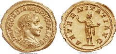 Ancients Gordian III (AD 238-244). AV aureus (20mm, 5.43 gm, 6h). NGC MS★ 5/5 - 4/5. Rome, ca. AD 241-243. IMP GORDIANVS PIVS FEL AVG, laureate, draped, and cuirassed bust right / AETERNITATI AVG, Sol