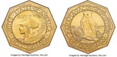 Commemorative Gold 1915-S $50 Panama-Pacific 50 Dollar Octagonal MS62 NGC. Although the 1915-S Panama-Pacific round fifty dollar coins ended up with a smaller net distribution than their octagonal cou
