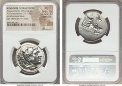 Ancients MACEDONIAN KINGDOM. Alexander III the Great (336-323 BC). AR tetradrachm (17.11 gm). NGC AU 5/5 - 3/5, Fine Style. Late posthumous issue of Lycia, Phaselis, dated Civic Year 20 (199/8 BC).  H