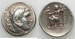 Ancients Greek MACEDONIAN KINGDOM. Alexander III the Great (336-323 BC). AR tetradrachm (16.92 gm). VF. Late posthumous issue of Pergamum, ca. 215-200 BC. Head of Heracles right, wearing lion skin hea