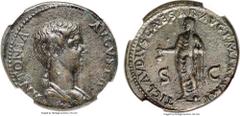 Ancients Antonia Minor, mother of Claudius (Augusta, AD 37 and 41). AE dupondius (27mm, 12.67 gm, 6h). NGC AU★ 4/5 - 4/5, Fine Style. Rome, ca. AD 41-42. ANTONIA-AVGVSTA, draped bust of Antonia right,