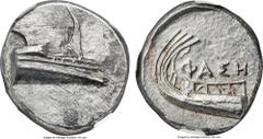 Ancients LYCIA. Phaselis. Ca. 4th century BC. AR stater (23mm, 10.43 gm, 2h). NGC MS 4/5 - 4/5. Prow of galley right with fighting platform, gunwale decorated with eye / ΦAΣH above galley stern to lef