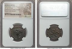 Ancients Germanicus, father of Caligula (died AD 19). AE as (9.41 gm). NGC AU 4/5 - 4/5, lamination. Rome (or branch mint?), under Gaius 'Caligula,' AD 37-38. Bare head of Germanicus left / C CΛESI(si