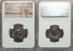 Ancients Roman Provincial EGYPT. Alexandria. Nero (AD 54-68). BI tetradrachm (13.69 gm). NGC VF 5/5 - 4/5. Undated issue of RY 3 (?) (AD 56/7). ΝΕΡ ΚΛΑΥ ΚΑΙΣ-ΣΕΒ ΓΕΡ AYTO, laureate head of Nero right 