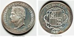 Andorra Andorra Miscellaneous World Coins relating to Napoleon, consisting of: Andorra. Proof silver 50 and 25 Diners 1964 UNC, both bearing Napoleon's portrait, in box of issue; Sharjah. Proof silver