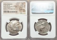 Ancients Greek LYCIA. Phaselis. Ca. 218-185 BC. AR/AE fourrée tetradrachm (15.12 gm). NGC MS 5/5 - 4/5, core visible. Ancient forgery, imitating issue in the name and types of Alexander III the Great 