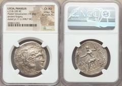 Ancients Greek LYCIA. Phaselis. Ca. 218-185 BC. AR/AE fourrée tetradrachm (15.28 gm). NGC Choice AU 5/5 - 4/5. Ancient forgery, imitating issue in the name and types of Alexander III the Great of Mace