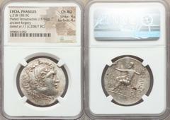 Ancients Greek LYCIA. Phaselis. Ca. 218-185 BC. AR/AE fourrée tetradrachm (15.92 gm). NGC Choice AU 4/5 - 4/5. Ancient forgery, imitating issue in the name and types of Alexander III the Great of Mace