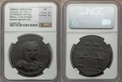 Ancients Roman Provincial THRACE. Perinthus. Caracalla (AD 198-211). AE40 medallion (40.30 gm). NGC VF 5/5 - 3/5. AVT K M AYP CEOVEP ANTΩNINOC AVG, laureate, draped and cuirassed bust of Caracalla rig