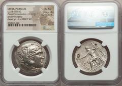 Ancients Greek LYCIA. Phaselis. Ca. 218-185 BC. AR/AE fourrée tetradrachm (14.67 gm). NGC Choice AU 4/5 - 4/5.  Ancient forgery, imitating issue in the name and types of Alexander III the Great of Mac
