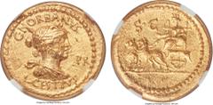 Ancients Ancients L. Cestius and C. Norbanus (43 BC). AV aureus (19mm, 8.05 gm, 9h). NGC MS 5/5 - 3/5. Rome, January-April 43 BC. C • NORBANVS L • CESTIVS, draped bust of Sibyl (or Venus) right; P R i