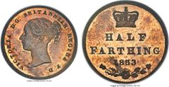 Great Britain Great Britain Victoria 16-Piece Certified Gold, Silver and Copper Proof set 1853 NGC, 1) 1/2 Farthing - PR64 Red and Brown, KM738, S-3951 2) Farthing - PR64 Red and Brown, KM725a, S-3950