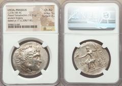 Ancients Greek LYCIA. Phaselis. Ca. 218-185 BC. AR/AE fourrée tetradrachm (34mm, 16.31 gm, 11h). NGC Choice AU 5/5 - 4/5. Ancient forgery, imitating issue in the name and types of Alexander III the Gr