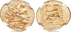 Ancients PONTIC KINGDOM. Time of Mithradates VI (120-63 BC). AV stater (20mm, 8.36 gm, 12h). NGC MS 5/5 - 4/5. Byzantium, in the name and types of Lysimachus of Thrace. Diademed head of deified Alexan