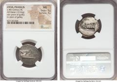Ancients LYCIA. Phaselis. Ca. 4th century BC. AR stater (22mm, 10.36 gm, 6h). NGC MS 5/5 - 4/5.   Prow of galley right with fighting platform, gunwale decorated with eye / ΦAΣH above galley stern to l