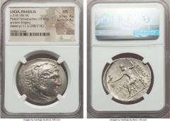 Ancients LYCIA. Phaselis. Ca. 218-185 BC. AR/AE fourrée tetradrachm (34mm, 15.47 gm, 11h). NGC MS 4/5 - 4/5.  Ancient forgery, imitating issue in the name and types of Alexander III the Great of Maced