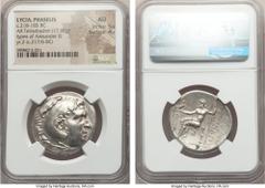 Ancients LYCIA. Phaselis. Ca. 218-185 BC. AR tetradrachm (29mm, 17.06 gm, 1h). NGC AU 5/5 - 4/5. Posthumous issue in the name and types of Alexander III the Great of Macedon, dated Civic Year 2 (217/6