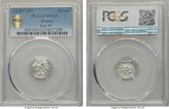 Poland Boleslaw III (1102-38) Denar ND MS63 PCGS, Kop-44, Frynas-P.6.5, Gum-80. Standing figure spearing a dragon / lobated cross with two pellets in each angle within triple border. Fully struck with