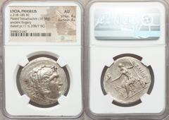 Ancients Greek LYCIA. Phaselis. Ca. 218-185 BC. AR/AE fourrée tetradrachm (33mm, 16.38 gm, 11h). NGC  AU 4/5 - 4/5. Ancient forgery, imitating issue in the name and types of Alexander III the Great of