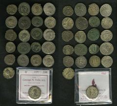 lot of twenty-two 3rd and 4th century Roman coins. Includes: Gallienus // Salonina // Postumus (3) // Victorinus // Tetricus I // Claudius II Gothicus // Aurelian (3) // Tacitus // Probus // Carinus (