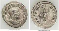 Ancients Roman Imperial Pupienus (AD 238). AR denarius (19mm, 2.33 gm, 12h). About VF. Rome, April-June AD 238. C M CLOD PVPIENVS AVG, laureate, draped bust of Pupienus right / IOVI CONSERVATORI, Jupi