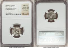 Ancients Roman Imperial Titus (AD 79-81). AR denarius (18mm, 3.45 gm, 6h). NGC Choice AU 4/5 - 5/5, Fine Style. Rome, January-June AD 80. IMP TITVS CAES VESPASIAN AVG P M, laureate head of Titus right
