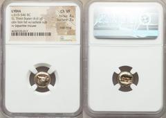 Ancients Greek LYDIAN KINGDOM. Alyattes or Walwet (ca. 610-546 BC). EL third stater or trite (13mm, 4.61 gm). NGC Choice VF 4/5 - 3/5, edge filing. Uninscribed, Lydo-Milesian standard. Sardes mint. He