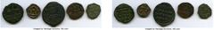 Ancients ANCIENT LOTS. Byzantine. Ca. AD 698-959. Lot of five (5) AE folles and fraction. Fine-VF.  Includes: Tiberius III Apsimar (AD 698-705), AE follis, Sear 1395 // Nicephorus and Stauracius (AD 8