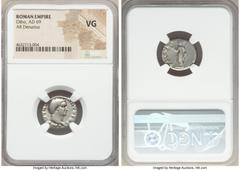 Ancients Roman Imperial Otho (AD 69). AR denarius (19mm, 6h). NGC VG. Rome, January-April AD 69. IMP OTHO CAESAR AVG TR P, bare, bewigged head of Otho right / SECVRI-TAS P R, Securitas, draped, standi