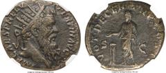 Ancients Pertinax (AD 193). AE dupondius (25mm, 10.38 gm, 12h). NGC VF 4/5 - 4/5. Rome. IMP CAES P HELV-PERTIN AVG, radiate head of Pertinax right / VOT DECEN TR P COS II, Pertinax, veiled, standing l